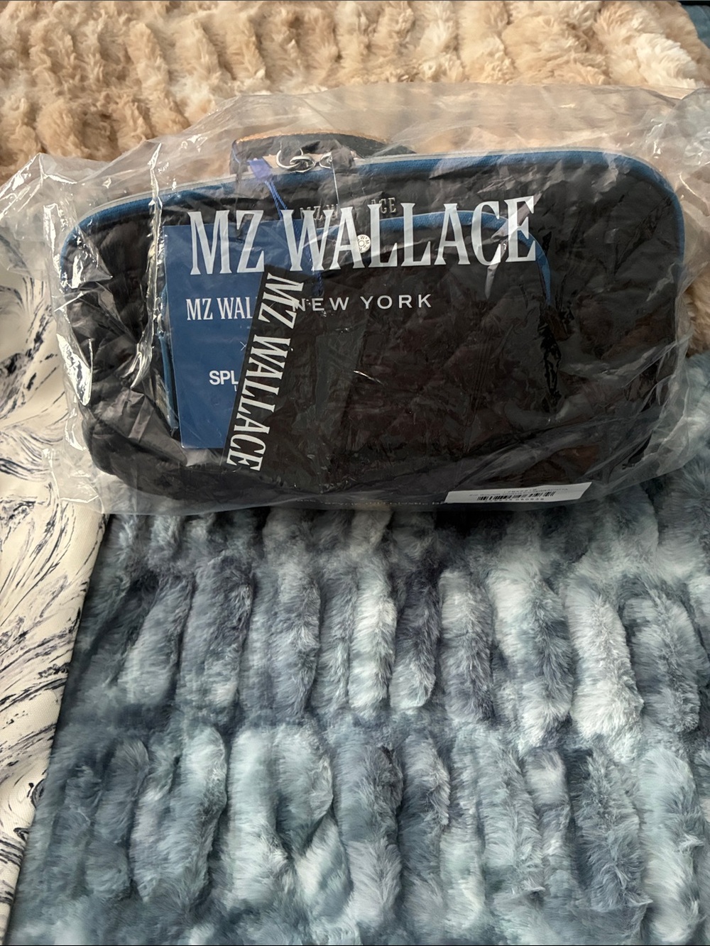 NWT MZWallace LIMITED EDITION X SPLITS59 Black/Blue Trim Accordion Cosmetic Bag. - Picture 10 of 10